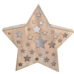 Drewniana Gwiazda Świąteczna z 10 LED, 24 cm, na Baterie, Do Użytku Wewnętrznego