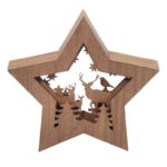 DEKORACJA ŚWIETLNA 10 LED DREWNIANA GWIAZDA Z RENIFERAMI 24 CM - obrazek 3
