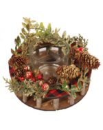 Świecznik z naturalnymi elementami dekoracyjnymi i szklanym pojemnikiem, 24 cm - obrazek 2