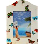 Ramka na zdjęcie stojąca kremowa z motylkami