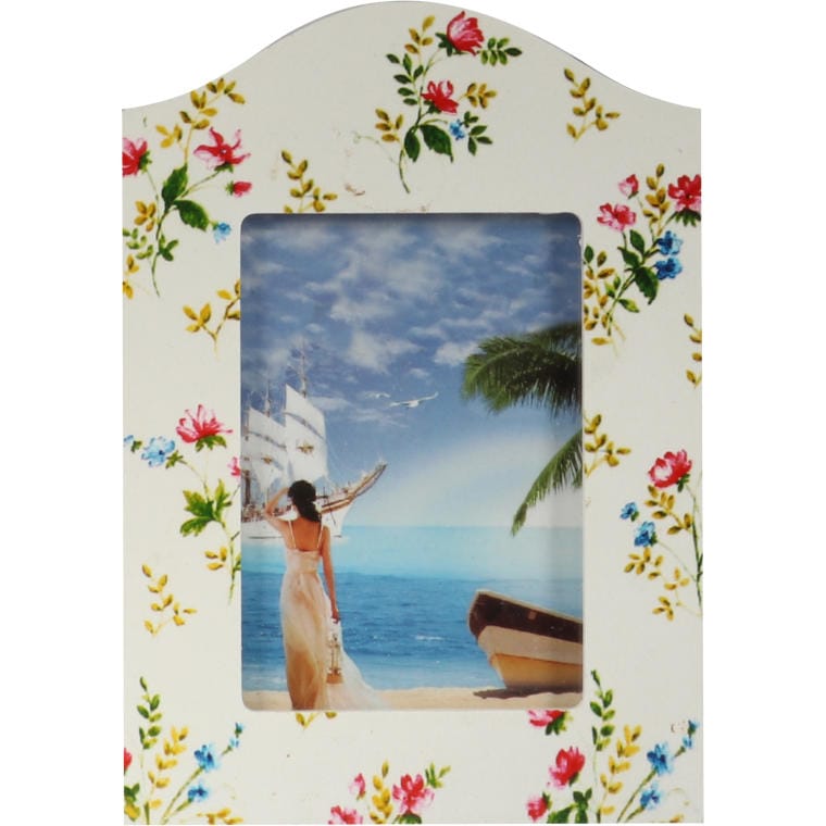 TF110D Ramka na zdjęcie stojąca kremowa z motywem kwiatowym 8,5 cm x 11,7 cm - obrazek 1