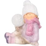 Figurka ceramiczna dziewczynka z kulą na baterię 17 cm