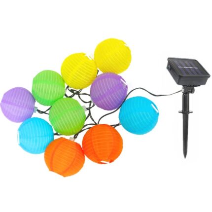 Kolorowe Lampki Solarne na Sznurze do Dekoracji Ogrodu, 10 LED, Odporny na Warunki Pogodowe