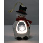Bałwanek Ceramiczny z Podświetlaną Śnieżynką LED, Biały, 15 cm - obrazek 3