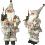 ŚWIĘTY MIKOŁAJ świąteczny FIGURKA skandynawski DEKORACJA ozdoba 24 cm szary