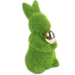 Zając flokowany ze złotym jajkiem 14 cm zielony - obrazek 2