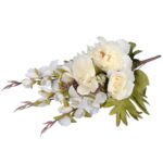 Bukiet płaska wiązanka nagrobna mix gladioli róż i piwonii 68cm BIAŁY - obrazek 3