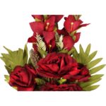 Bukiet płaska wiązanka nagrobna mix gladioli róż i piwonii 68cm czerwony - obrazek 2