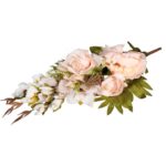 Bukiet płaska wiązanka nagrobna mix gladioli róż i piwonii 68cm kremowy - obrazek 2