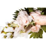 Bukiet płaska wiązanka nagrobna mix gladioli róż i piwonii 68cm kremowy - obrazek 3