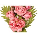 Bukiet płaska wiązanka nagrobna mix gladioli róż i piwonii 68cm różowy - obrazek 2