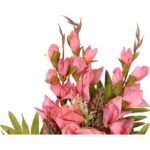 Bukiet płaska wiązanka nagrobna mix gladioli róż i piwonii 68cm różowy - obrazek 3