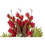 Bukiet płaska wiązanka nagrobna mix gladioli i gerber 68cm czerwony - obrazek 2