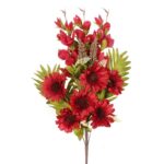 Bukiet płaska wiązanka nagrobna mix gladioli i gerber 68cm czerwony