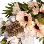 Bukiet płaska wiązanka nagrobna mix gladioli i gerber 68cm kremowa - obrazek 3