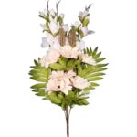 Bukiet płaska wiązanka nagrobna mix gladioli i gerber 68cm kremowa