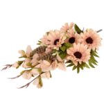 Bukiet płaska wiązanka nagrobna mix gladioli i gerber 68cm łososiowa - obrazek 3