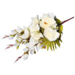 Bukiet płaska wiązanka nagrobna mix gladioli róż i piwonii 68cm BIAŁA - obrazek 2