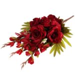 Bukiet płaska wiązanka nagrobna mix gladioli  róż i piwonii 68cm BORDOWA - obrazek 2