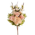 Bukiet płaska wiązanka nagrobna mix gladioli róż i piwonii 68cm ŁOSOSIOWA