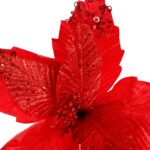 GWIAZDA BETLEJEMSKA POINSECJA CZERWONA WELUROWA BROKAT CEKINY - obrazek 3