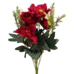 BUKIET PIWONII W KOLORZE BORDOWYM - 6 KWITNĄCYCH GAŁĄZEK O WYSOKOŚCI 42 CM - obrazek 2