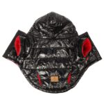 Wodoodporna i ocieplana kurtka zimowa dla średnich psów, czarno-czerwona, rozmiar M z kieszenią na woreczki - obrazek 2