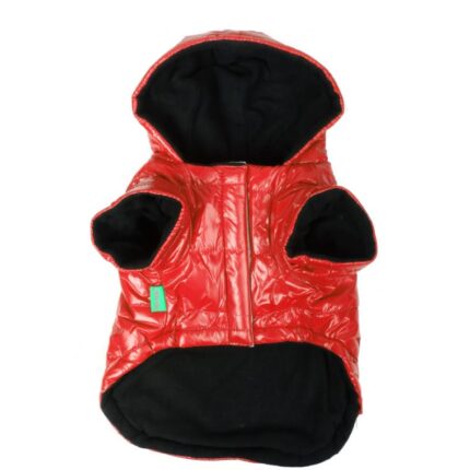 Ciepła Kurtka Zimowa dla Średniego Psa w Kolorze Czerwono-Czarnym z Kieszenią i Ociepleniem Polarowym, Wodoodporna, Rozmiar L