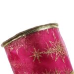 Wstążka dekoracyjna 6.5 cm na szpuli ciemny róż - obrazek 2