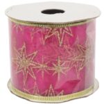 Wstążka dekoracyjna 6.5 cm na szpuli ciemny róż