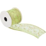 Wstążka dekoracyjna 6.5 cm na szpuli jasno zielona - obrazek 2