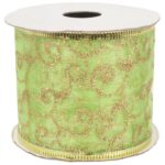 Wstążka dekoracyjna 6.5 cm na szpuli jasno zielona