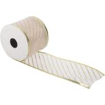 Wstążka dekoracyjna 6.5 cm na szpuli kremowa - obrazek 2