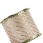 Wstążka dekoracyjna 6.5 cm na szpuli kremowa - obrazek 3