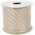 Wstążka dekoracyjna 6.5 cm na szpuli kremowa