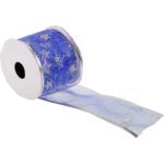 Wstążka dekoracyjna 6.5 cm na szpuli niebieska - obrazek 2