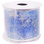 Wstążka dekoracyjna 6.5 cm na szpuli niebieska