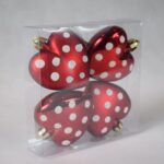 Zestaw 4 Czerwonych Bombek Choinkowych w Kształcie Serca Ozdobionych Brokatem 6cm - obrazek 2