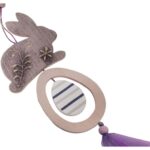 Zawieszka Wielkanocna Fioletowy Zając z Jajkiem - Drewniana, 60 cm - obrazek 2