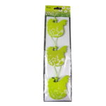 Zestaw Trzech Drewnianych Zawieszek w Kształcie Kurek - Zielone z Białą Dekoracją