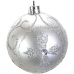 Komplet 4 bombek plastikowych 6 cm srebrne - obrazek 3