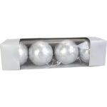 Komplet 4 bombek plastikowych 6 cm srebrne