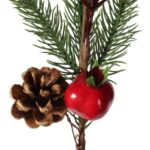 GAŁĄZKA ŚWIERKOWA z JARZĘBINĄ OŚNIEŻONA 34 CM czerwona - obrazek 2