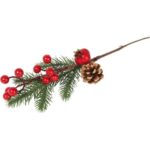 GAŁĄZKA ŚWIERKOWA z JARZĘBINĄ OŚNIEŻONA 34 CM czerwona - obrazek 3