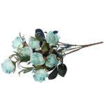 Niebieskie Różyczki Sztuczne - Bukiet 8 Sztuk o Jesiennym Odcieniu, 32 cm - obrazek 2