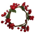 Świąteczny Stroik z Jarzębiny i Gwiazdek 15 cm - Czerwony