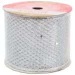 Wstążka dekoracyjna 10 m na szpuli srebrna