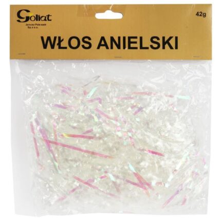 Dekoracyjny włos anielski do choinki w kolorze białym opalizującym - Lameta na Święta