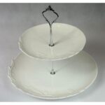 Biała Dwupiętrowa Patera z Uchwytem na Ciasta i Słodycze - obrazek 2