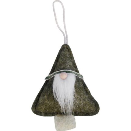 Ozdoba bożonarodzeniowa zawieszka MIKOŁAJ z materiału 12 cm zielona